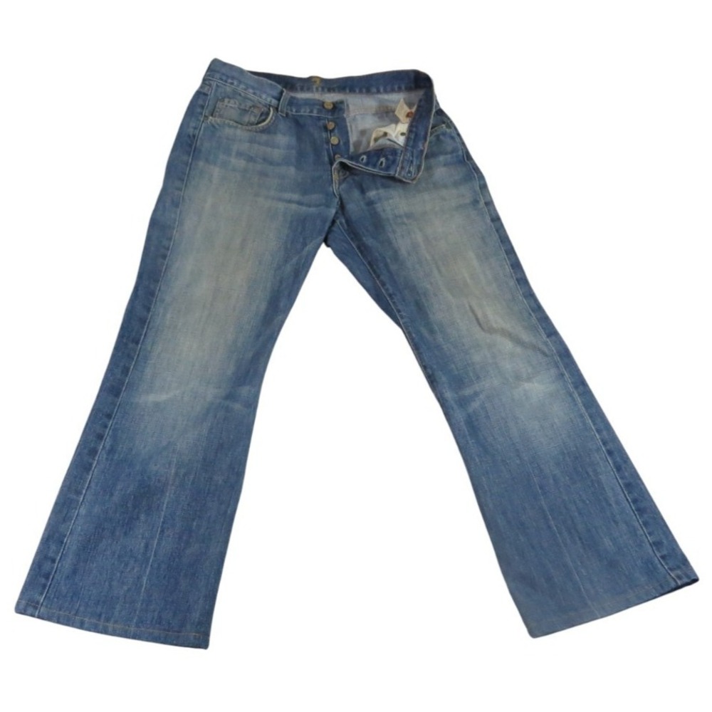 VTG Y2K 7 For All Mankind Jeans Womens 31 Flare Blue‎ Denim Light Wash USA Made